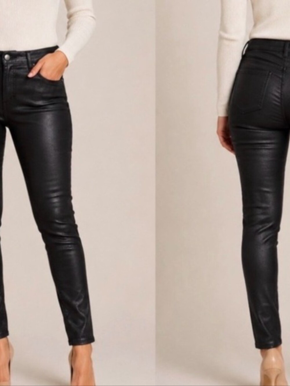 Shinestar Black Faux Leather Skinny Jeans